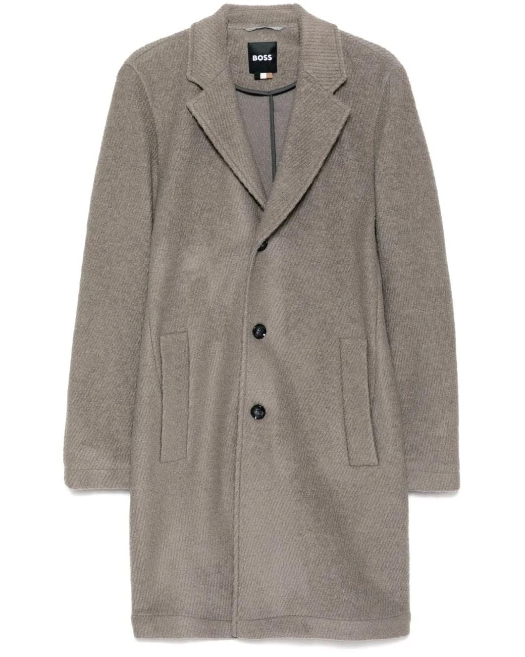 Boss Gray Single-Breasted Coat for men