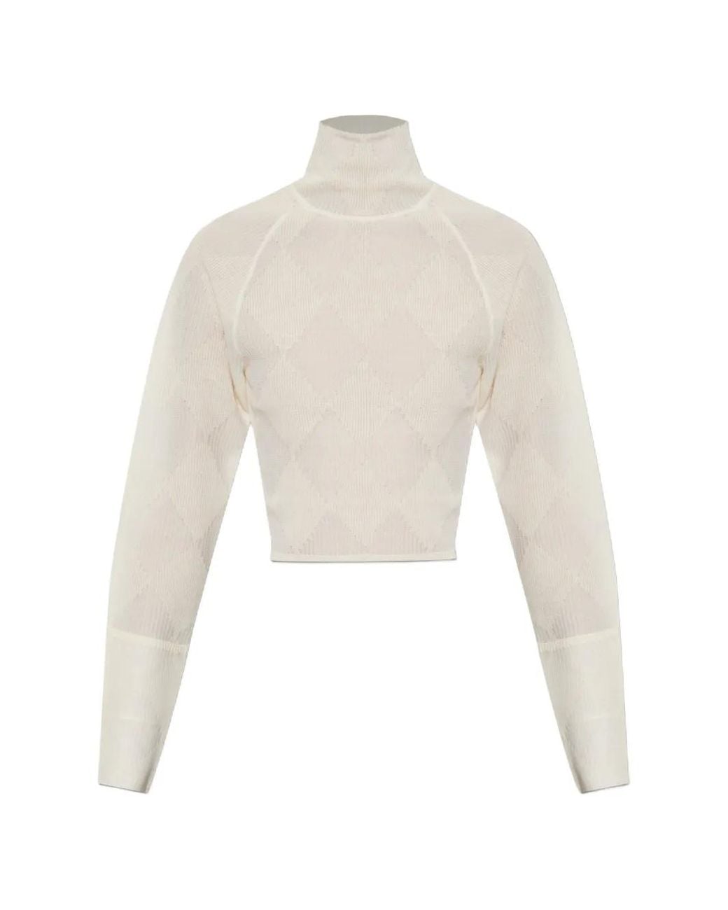 IRO White Argyle-Knit Roll-Neck Sweater
