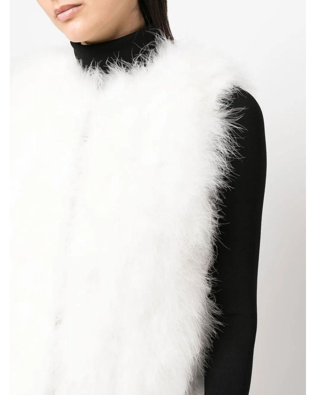 Yves Salomon White Silk Feathered-Finish Waistcoat