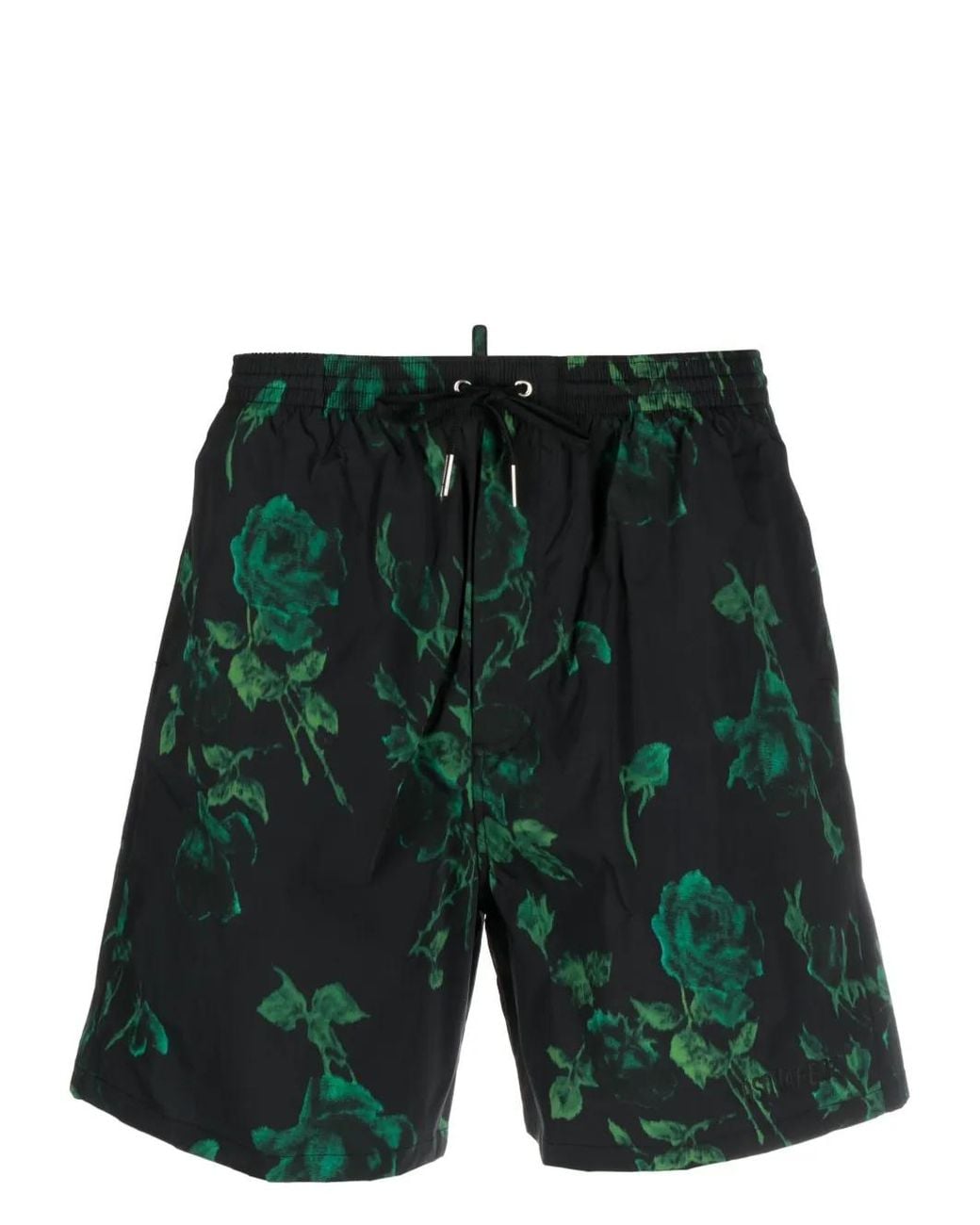 DSquared² Green Rose-Print Swim Shorts for men