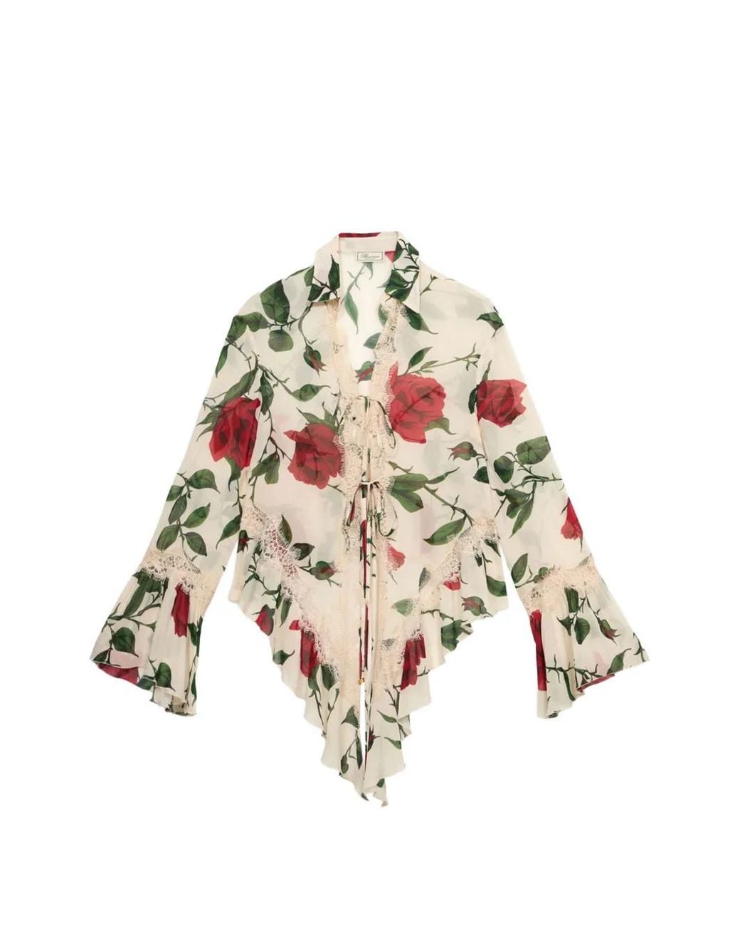 Blumarine White Chemise À Fleurs