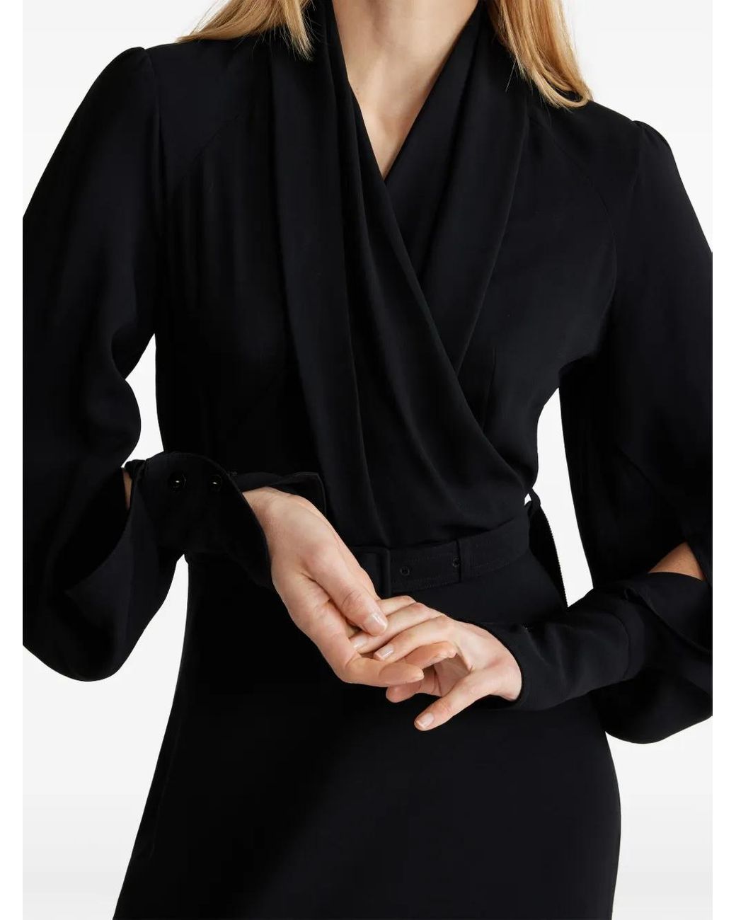 Patou Black Wrap-Bodice Maxi Dress