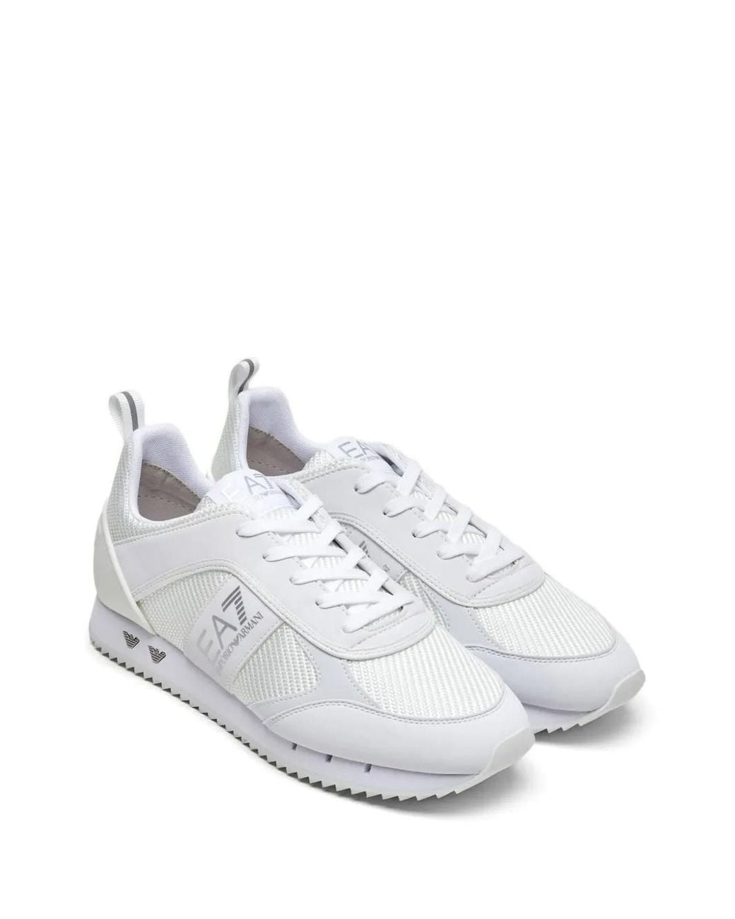 EA7 White Mesh-Panel Sneakers