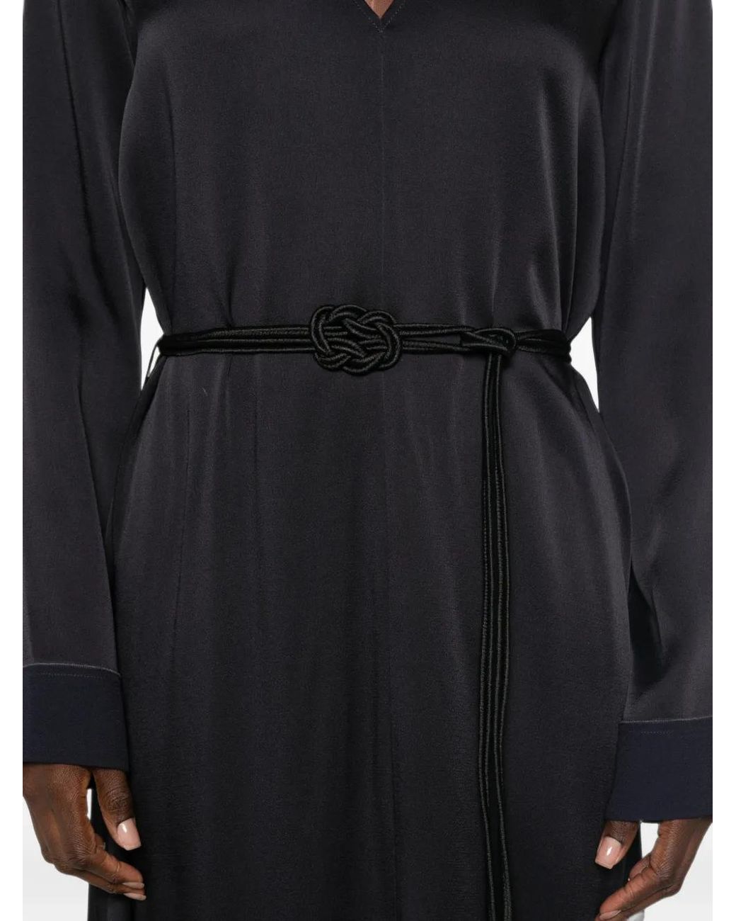 Forte_forte Black Belted V-Neck Maxi Dress