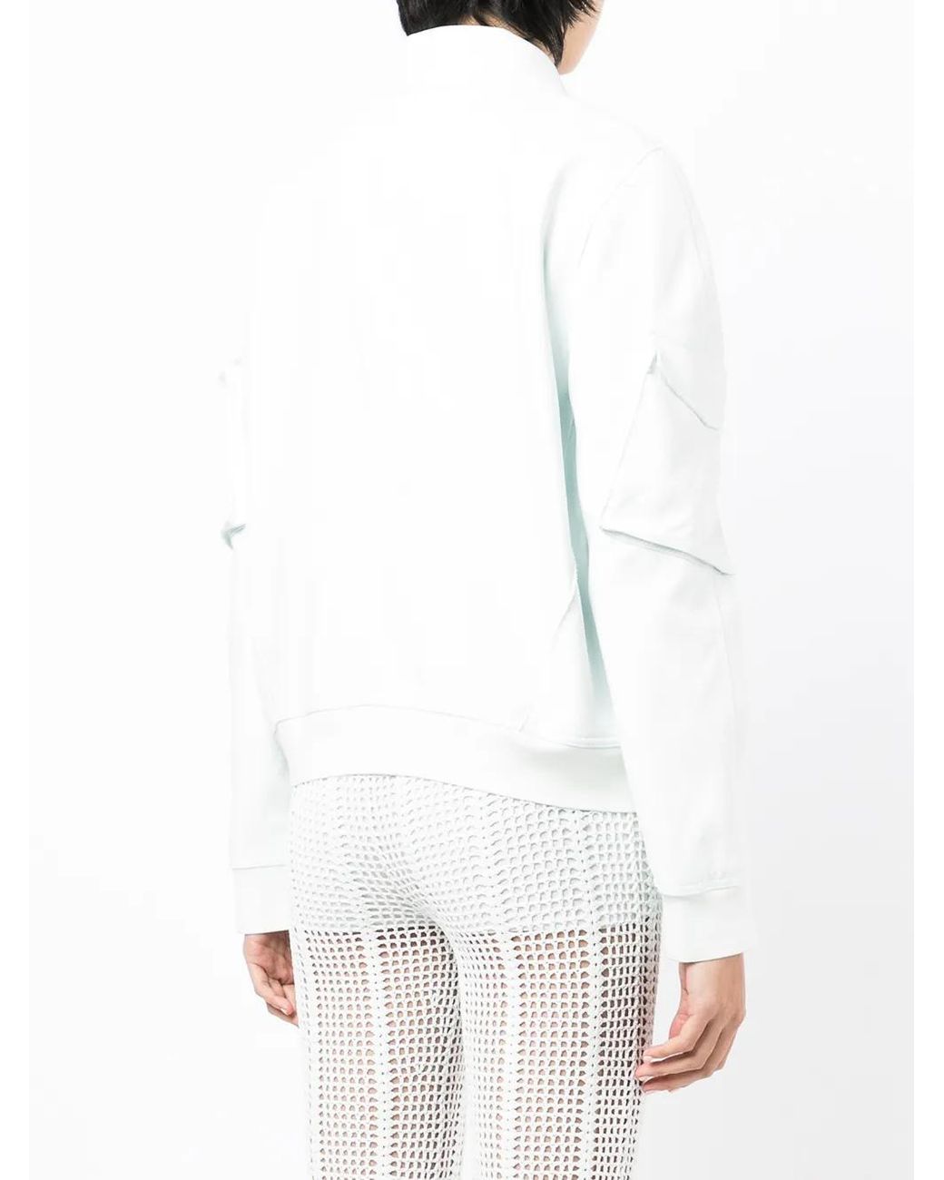 Dion Lee White Zip-Up Fitted Bomber Jacket