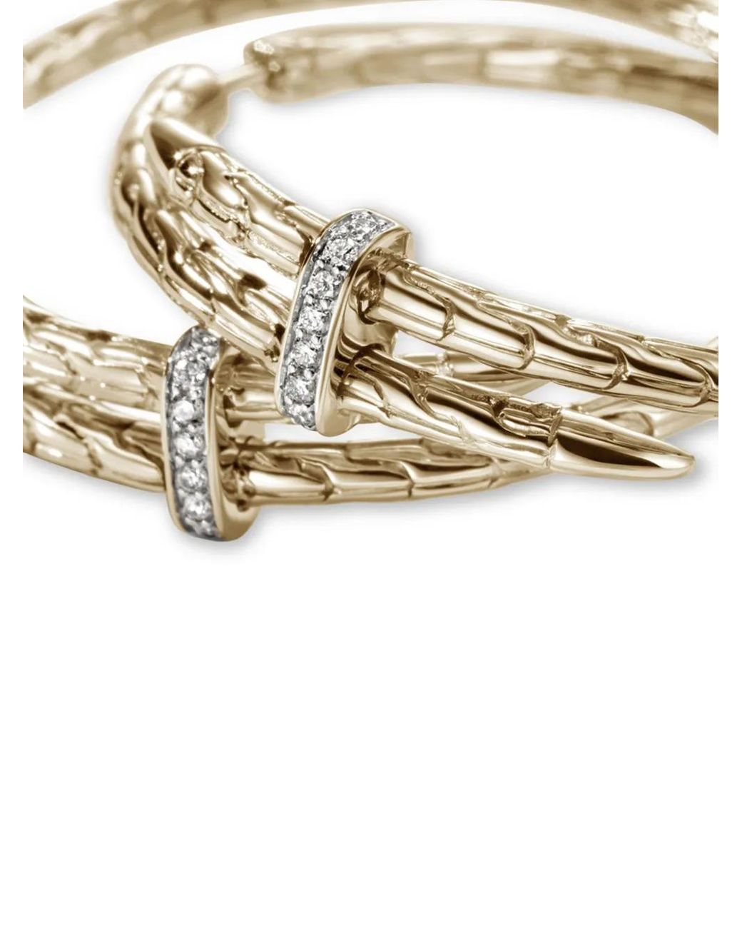 John Hardy Metallic 14Kt Spear Diamond Hoop Earrings