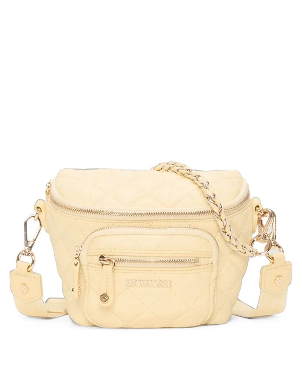 MZ Wallace Natural Micro Crosby Quilted Sling Cross Body Bag