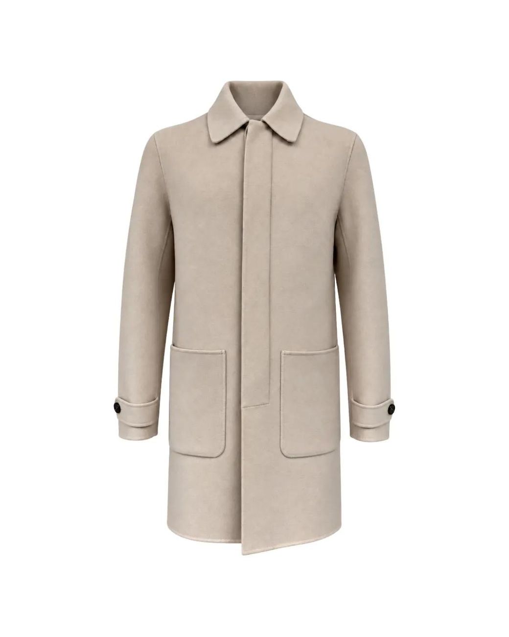 Franzese Collection Natural Single-Breasted Patch-Pocket Coat for men