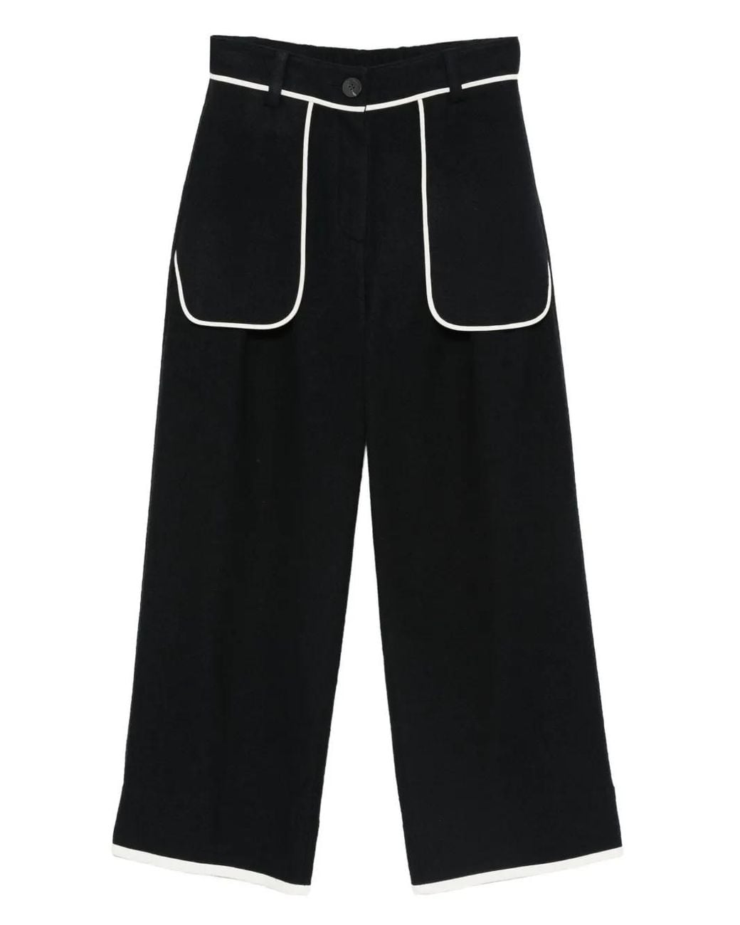 SOH Black Contrasting-Trim Trousers