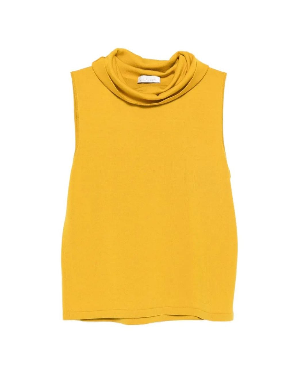 Liviana Conti Yellow Cowl-Neck Sleeveless Sweater