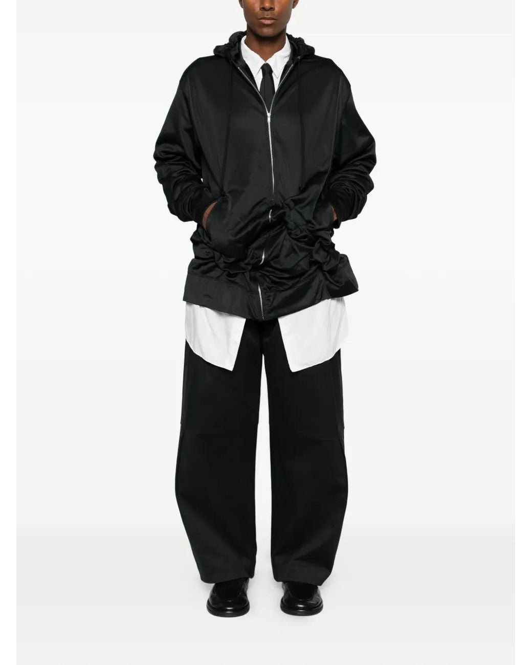 Comme des Garçons Black Ruched Zip-Fastening Hoodie for men
