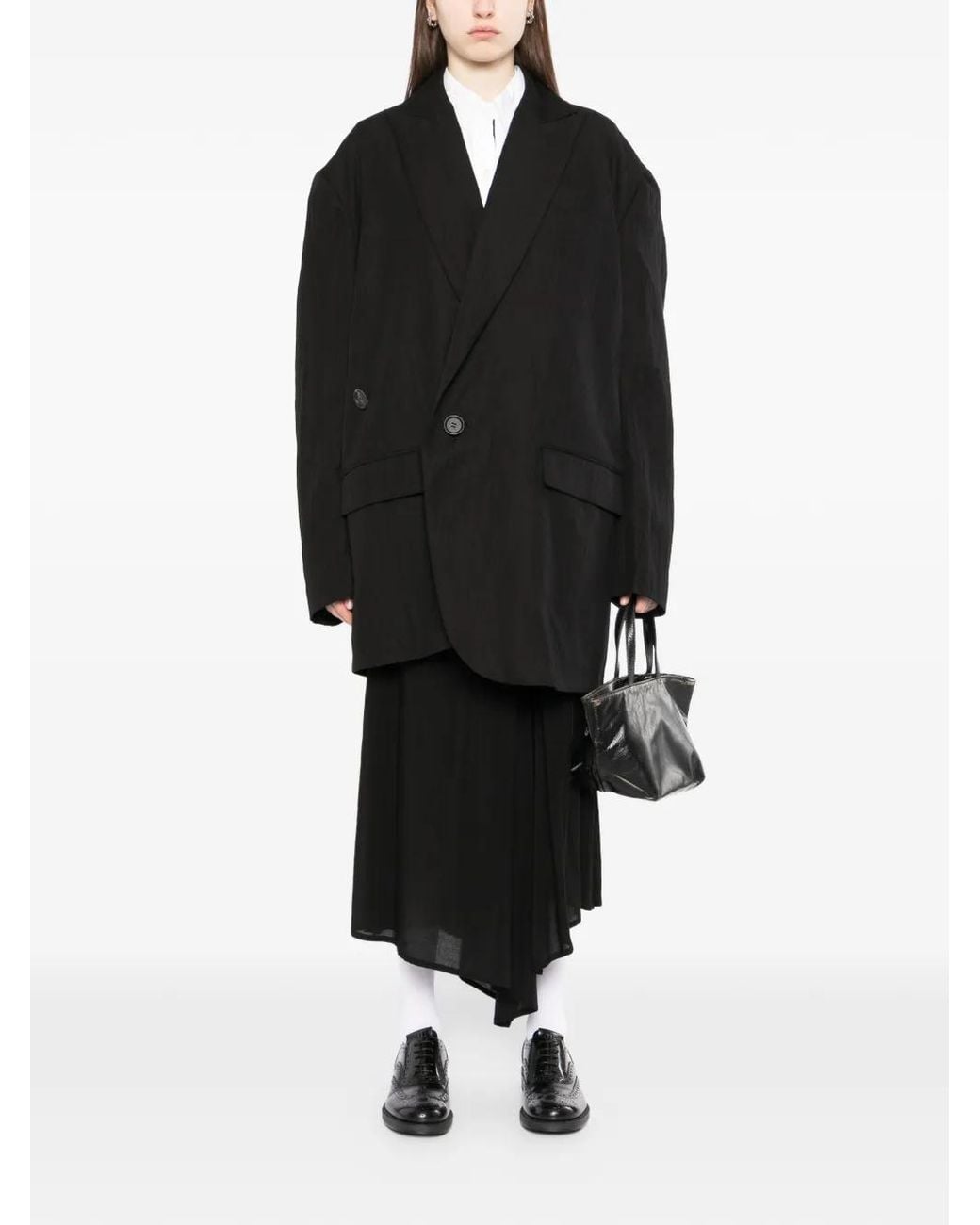 Yohji Yamamoto Black Button Textured Jacket