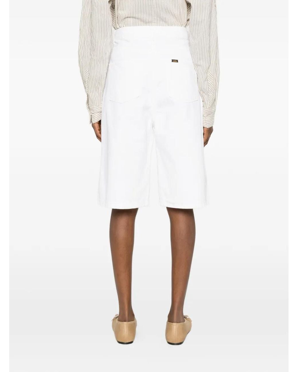 Lois White Camille Logo Patch Shorts