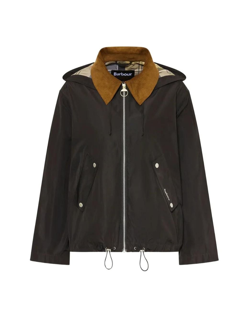 Barbour Black Weaver Corduroy-Collar Hooded Coat