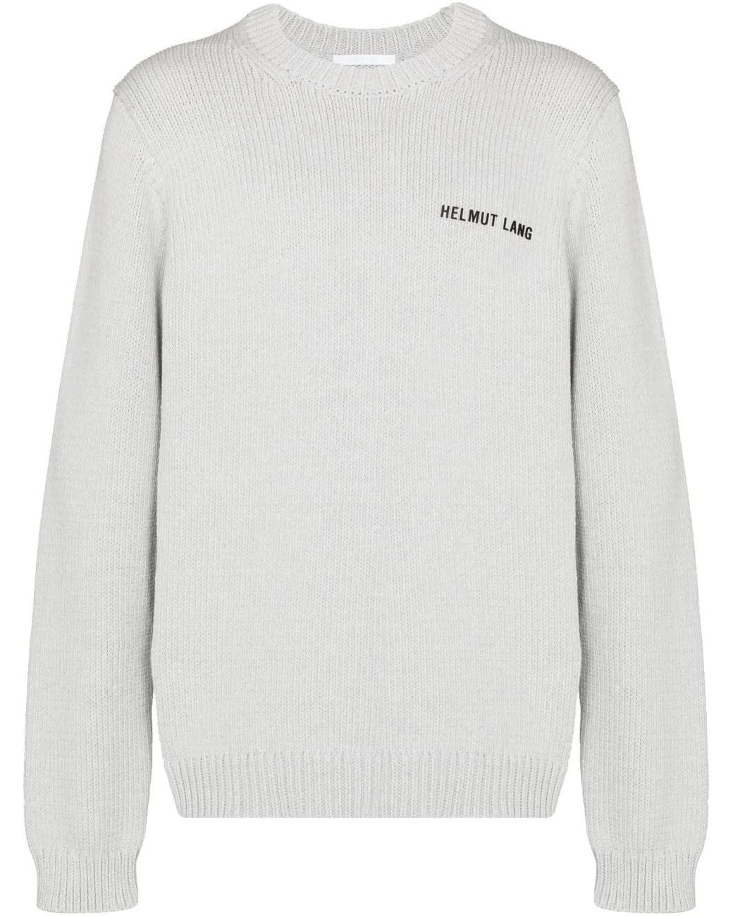 Helmut Lang White Ribbed-Knit Panelled Jumper for men