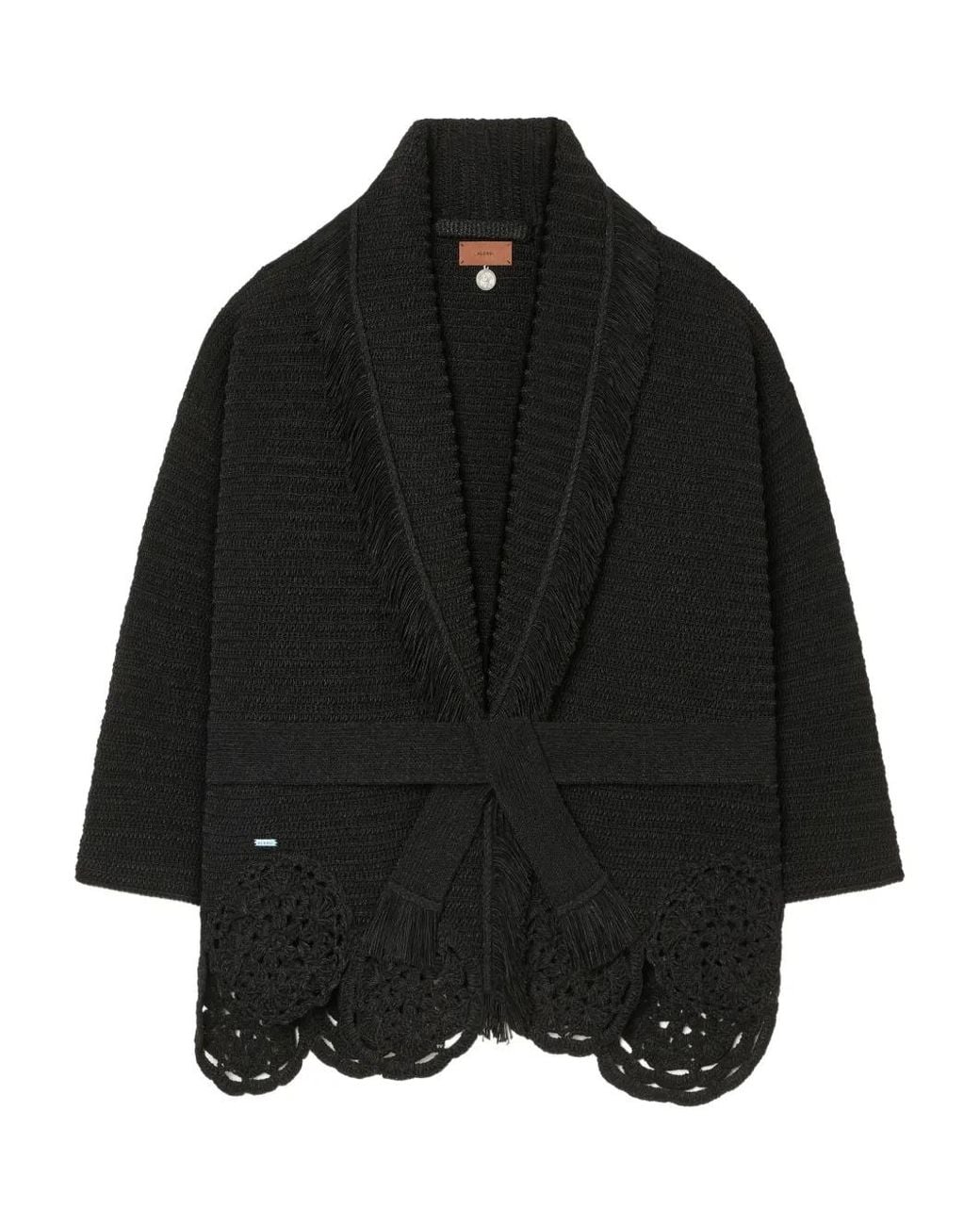 Alanui Black Cardigan Island Memories À Franges