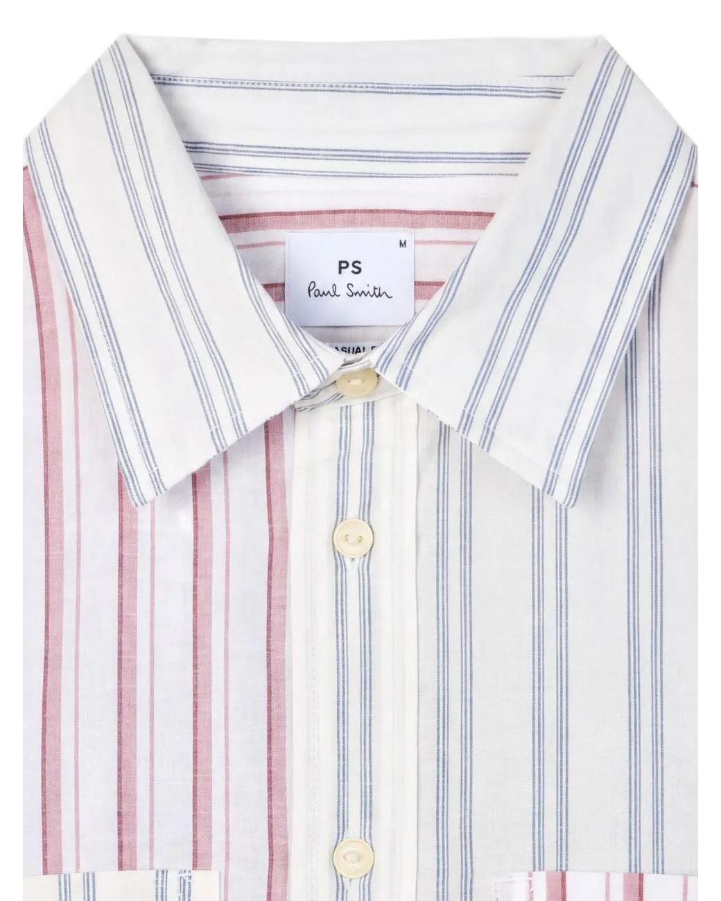 Paul Smith White Patchwork-Effect Striped Shirt for men