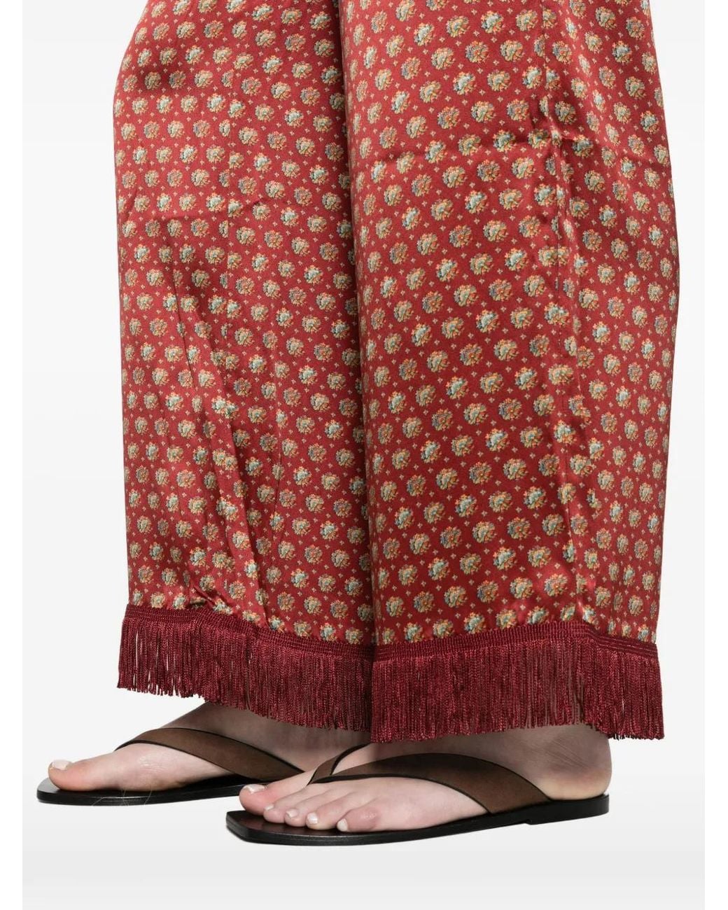 Doen Red Lavon Fringe Pants