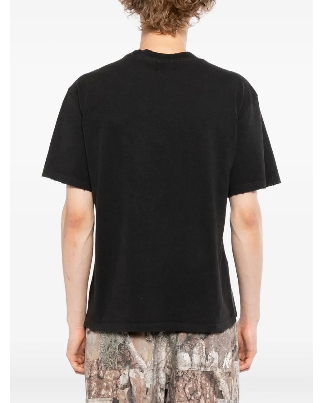 WARMAN Black Graphic Print T-Shirt for men