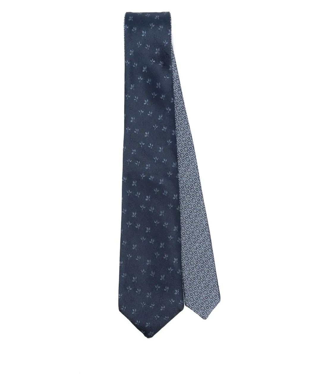 Canali Blue Floral-Jacquard Scarf for men