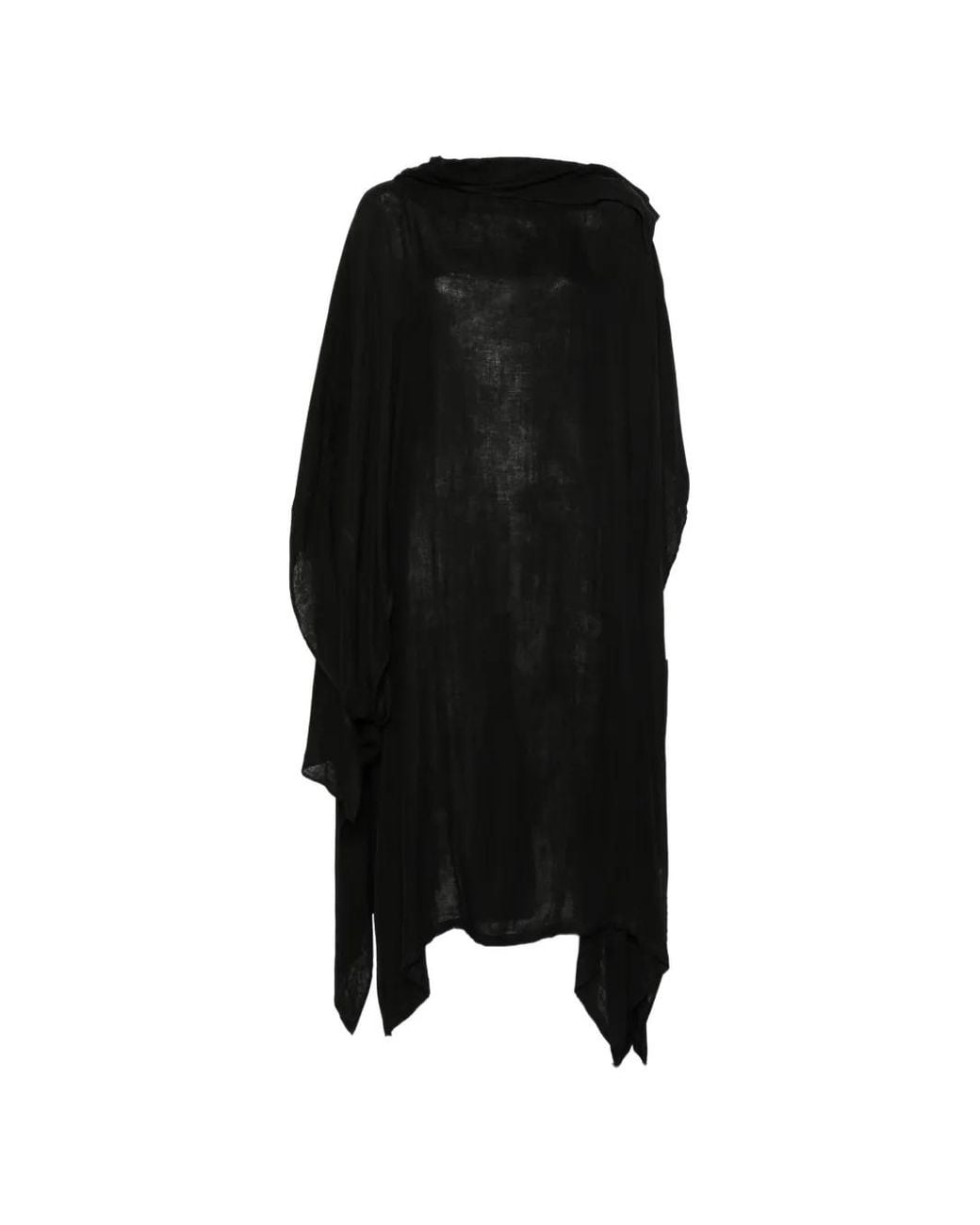 Yohji Yamamoto Black Stand-Collar Asymmetric Dress