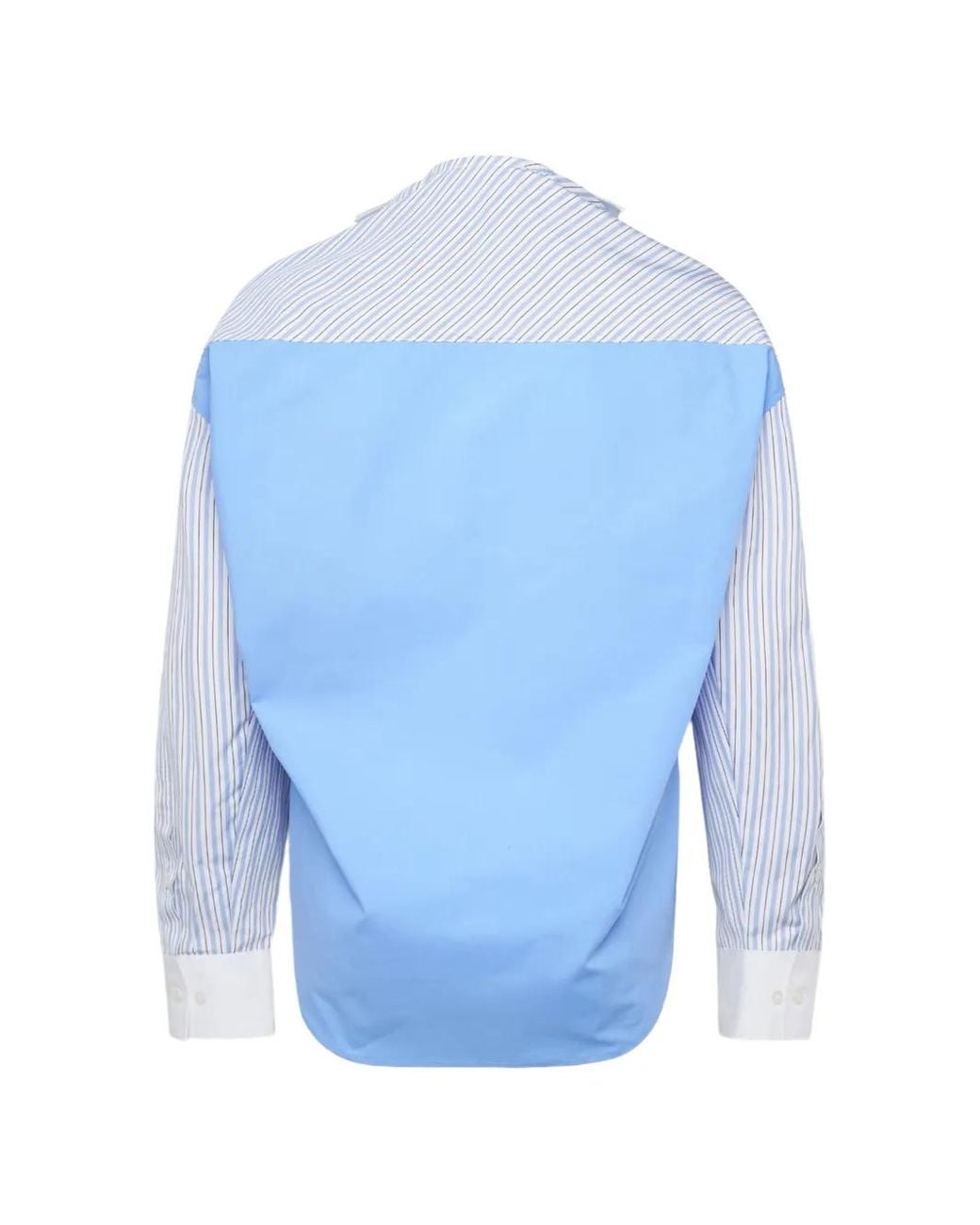 MSGM Blue Ruffle-Trimmed Patchwork Shirt