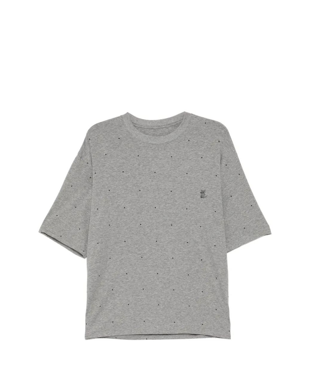 CROQUIS Gray Polka-Dot Embroidered T-Shirt for men
