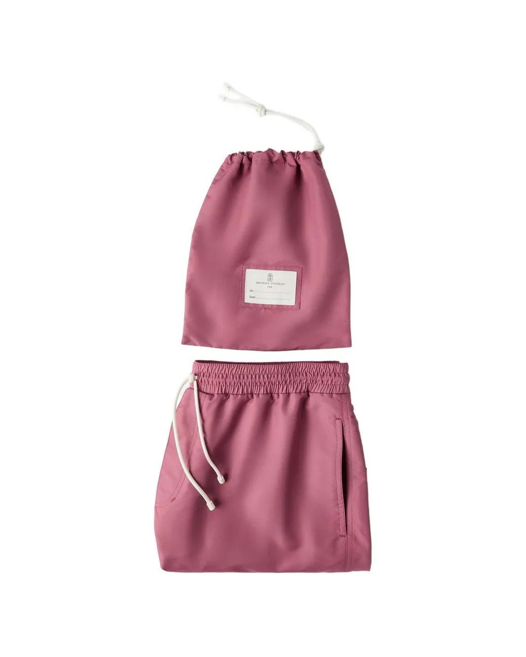 Brunello Cucinelli Red Drawstring Swim Shorts for men