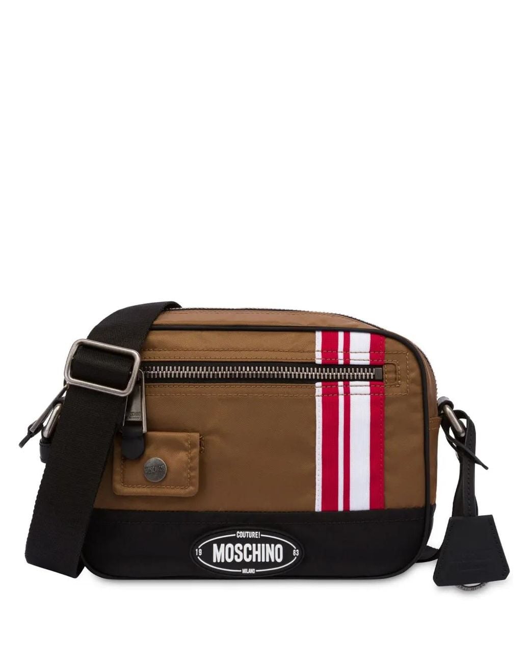 Moschino Brown Logo-Appliquéd Messenger Bag for men