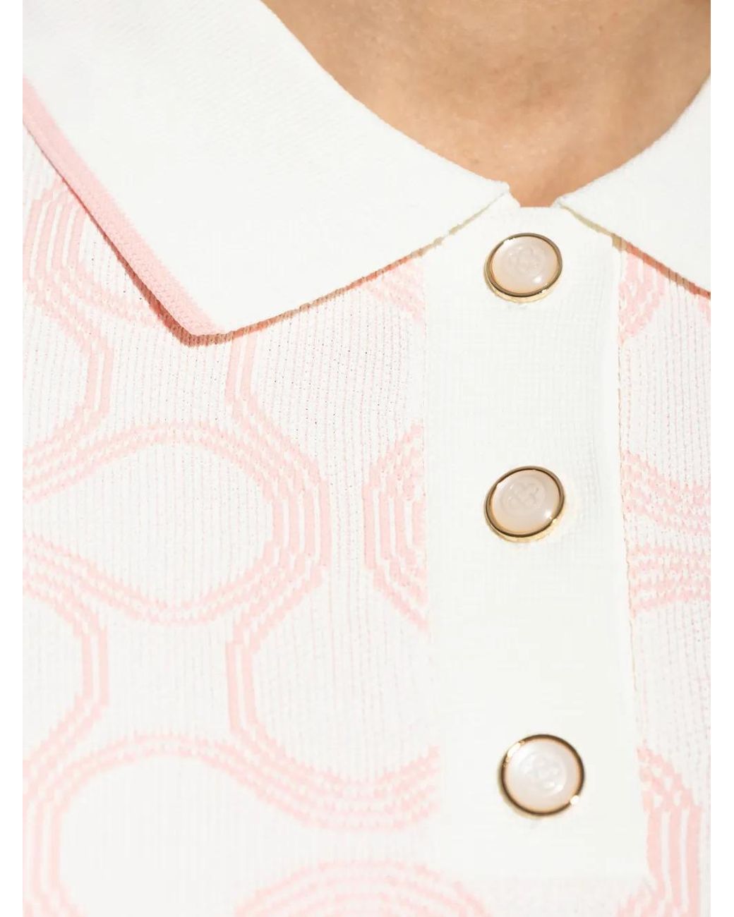 Casablanca White Patterned Polo Top