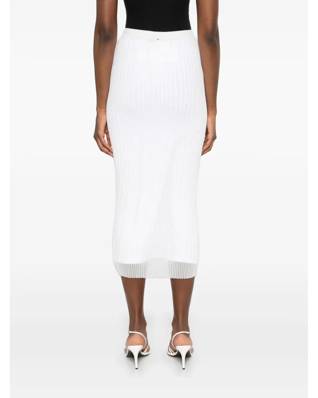 Sportmax Ribgebreide Rok in het White