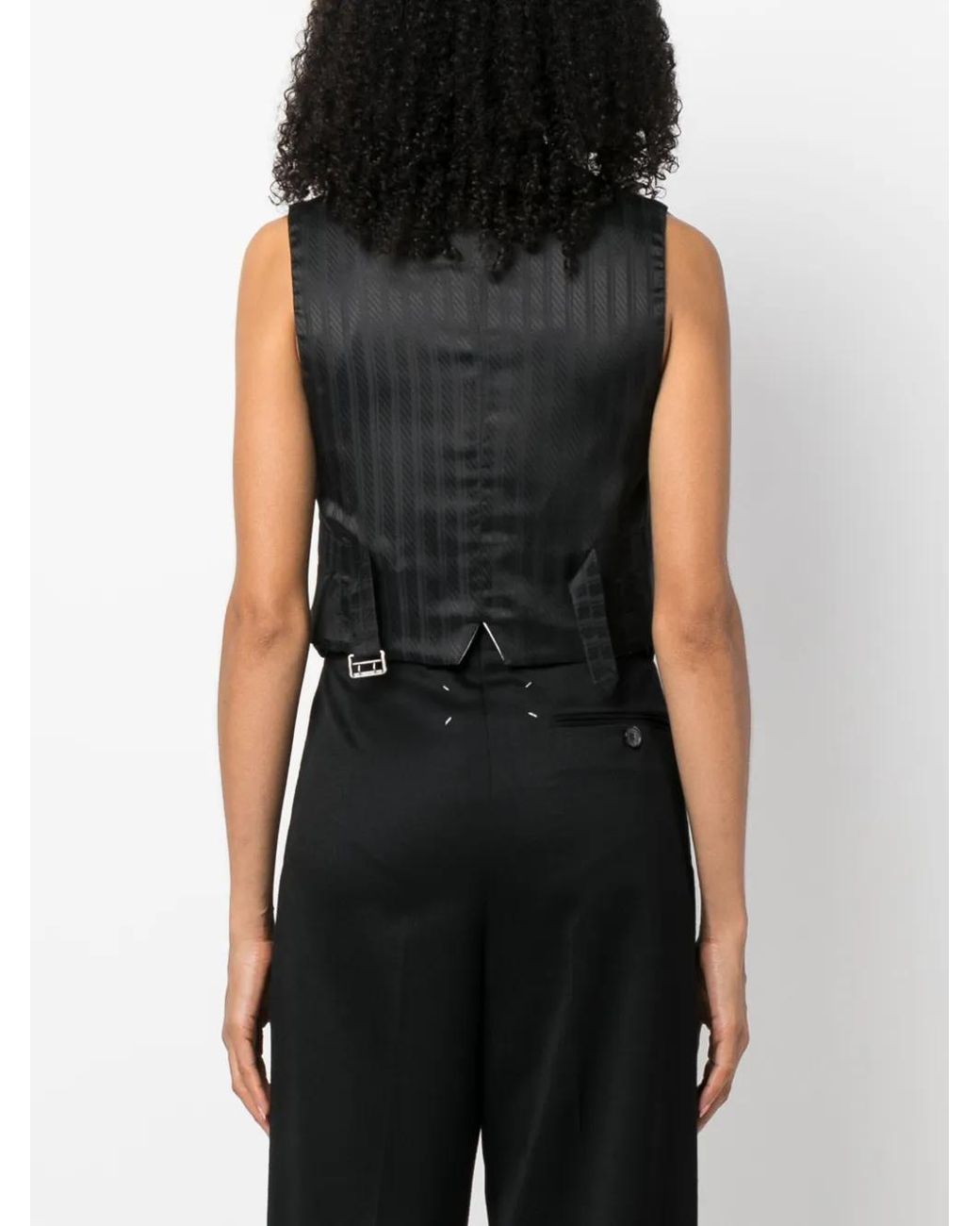 Maison Margiela Black Stripe-Print Button-Up Waistcoat