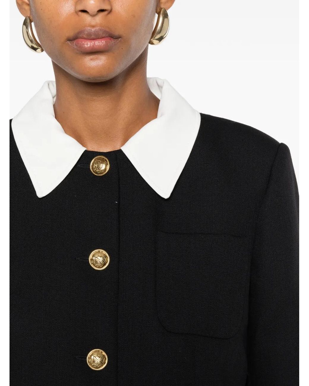 Sandro Black Jacket With Removable Contrast Collar