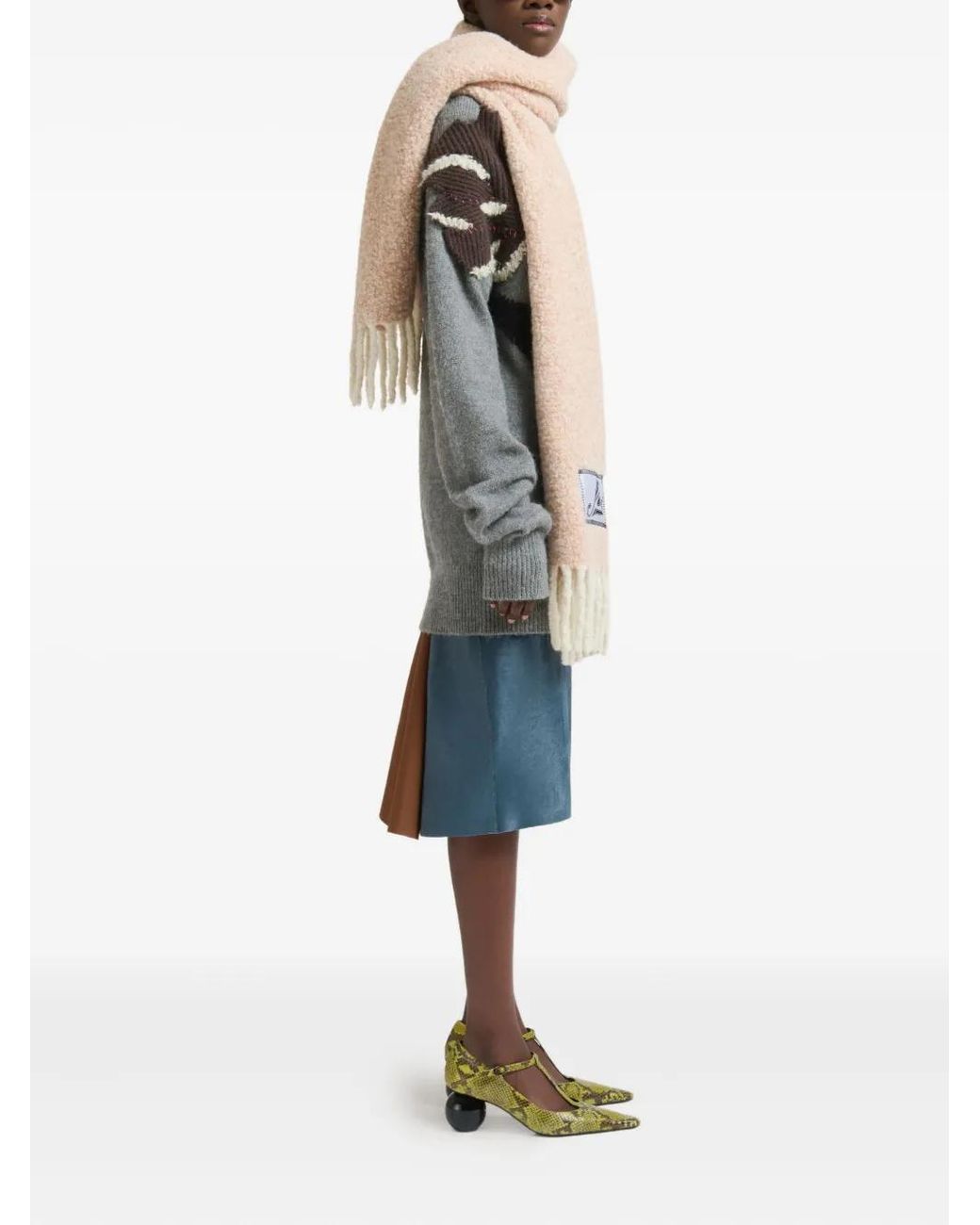 Marni Natural Schal Aus Bouclé-Alpaka