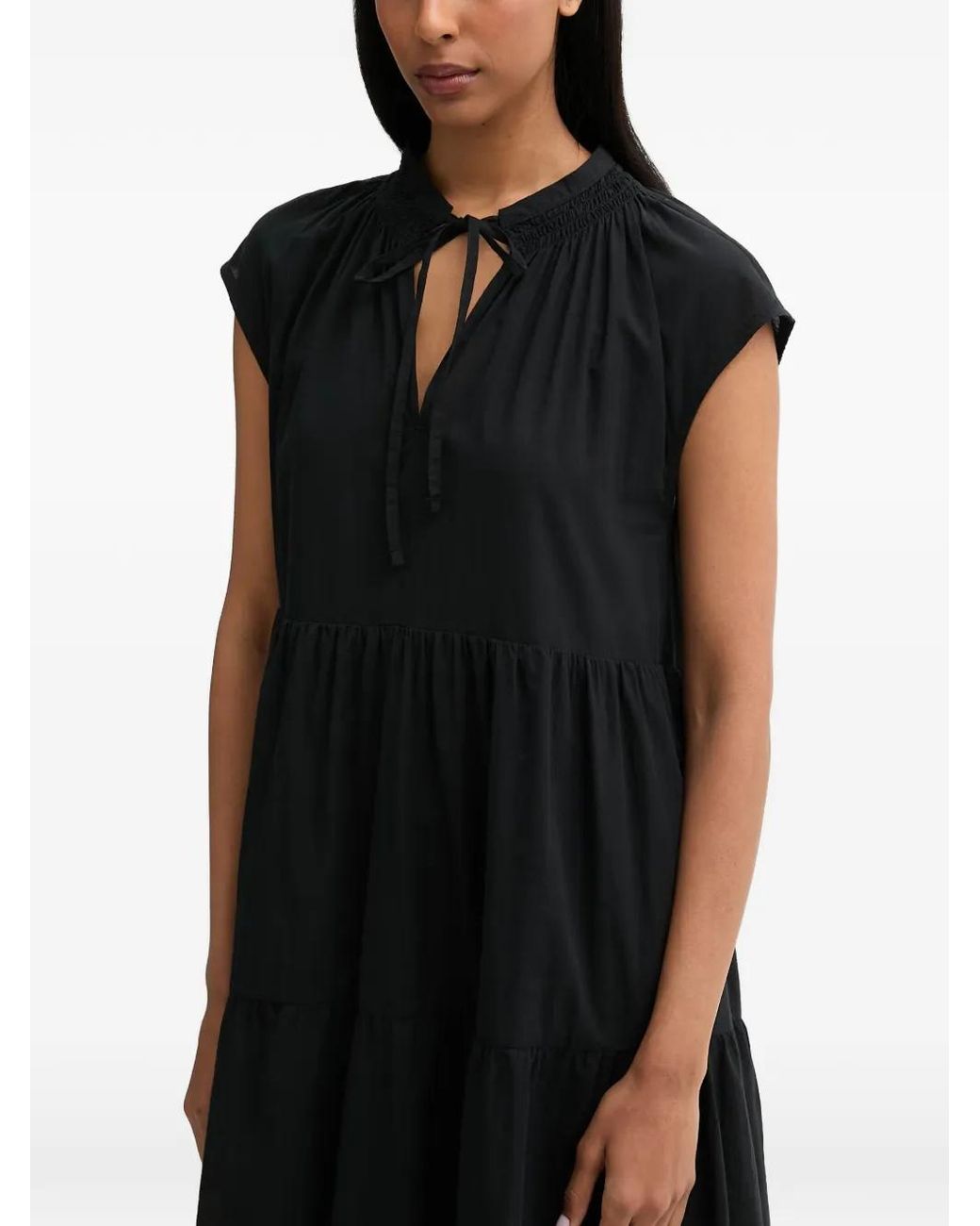Marc O' Polo Black Tiered Short-Sleeved Mini Dress