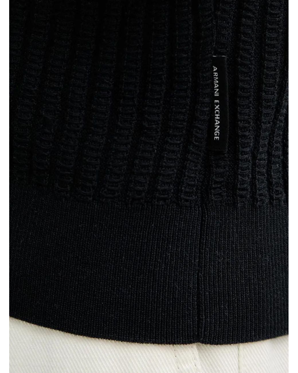 ARMANI EXCHANGE Black Ribbed-Knit Sweater for men