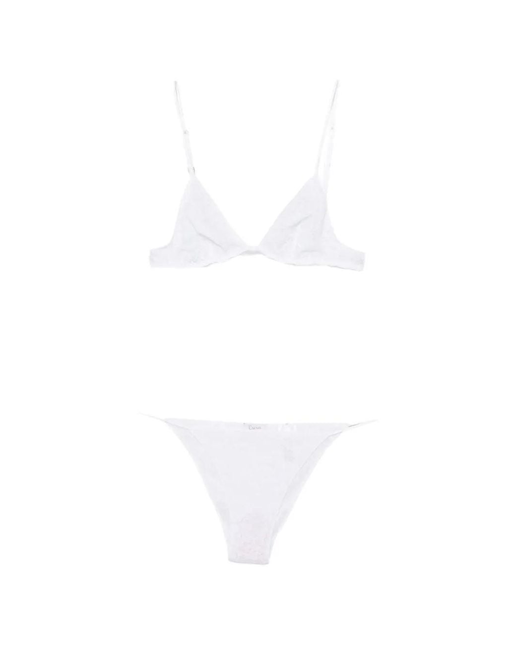 Oseree White Lace-Pattern Lingerie Set (Set Of Two)