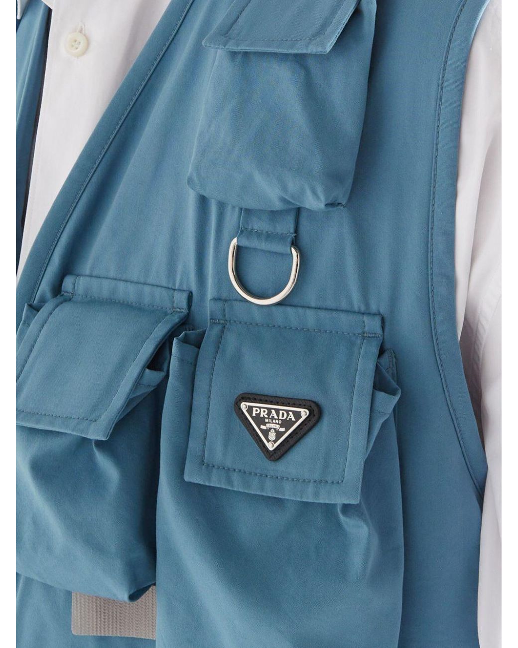 Prada Multi-Pocket Cotton-Blend Vest in Blue for Men | Lyst