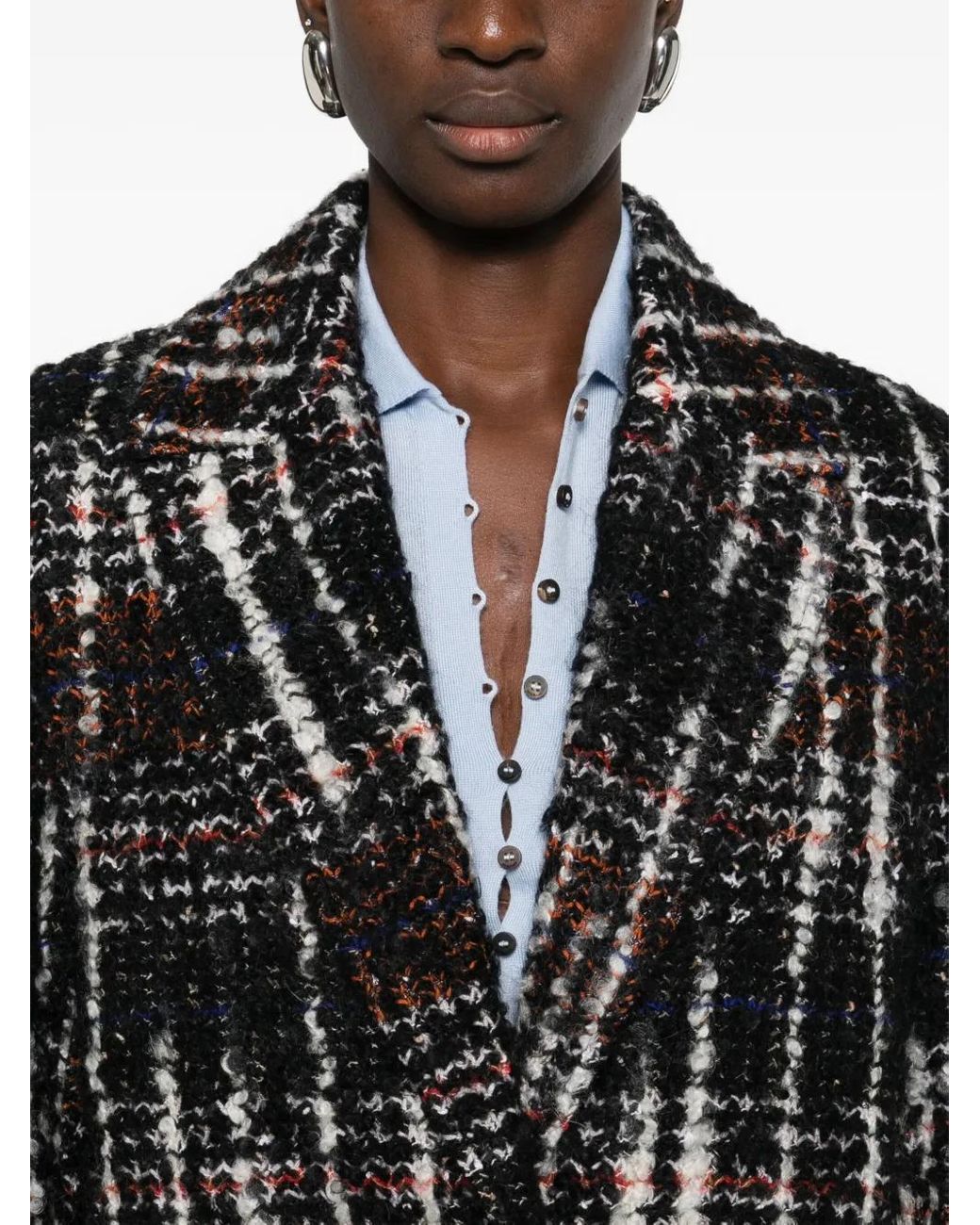 Missoni Black Plaid Single-Breasted Coat
