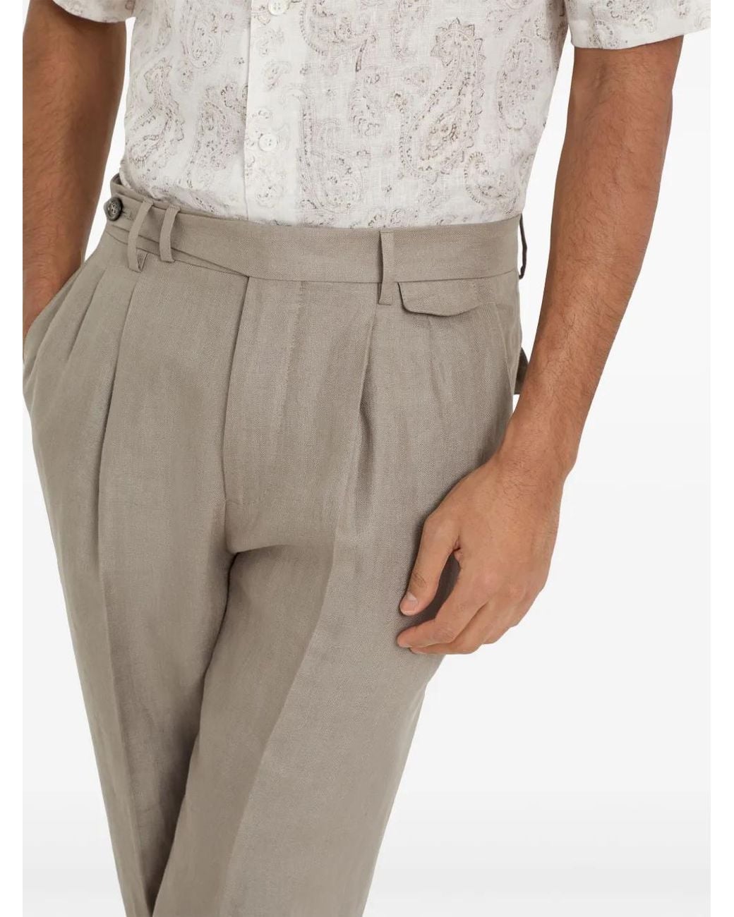 Brunello Cucinelli Natural Straight-Leg Linen Trousers for men