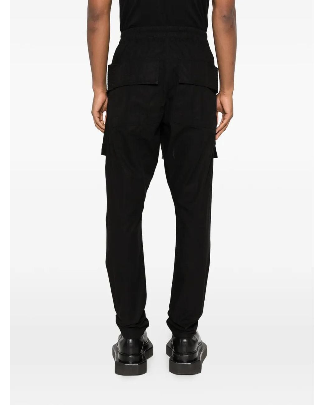 Rick Owens Black Drawstring Cotton Trousers for men