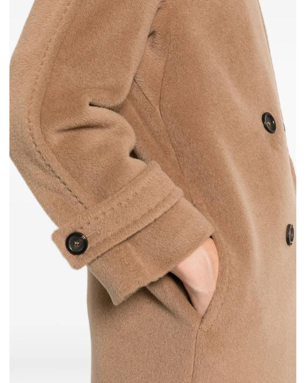 Max Mara Natural Double-Breasted Buttoned-Cuff Coat