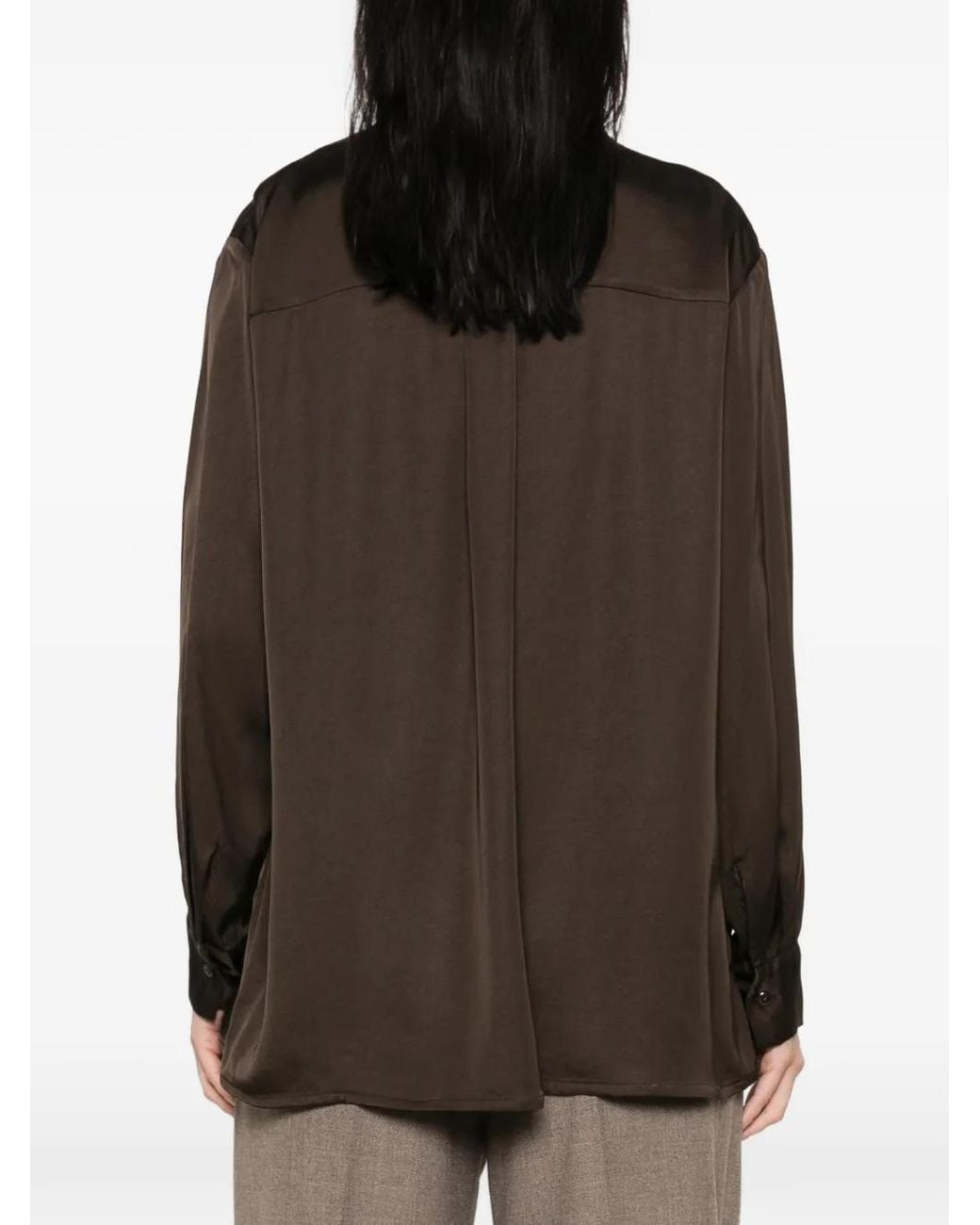 Dixie Brown Satin-Finish Button-Up Shirt