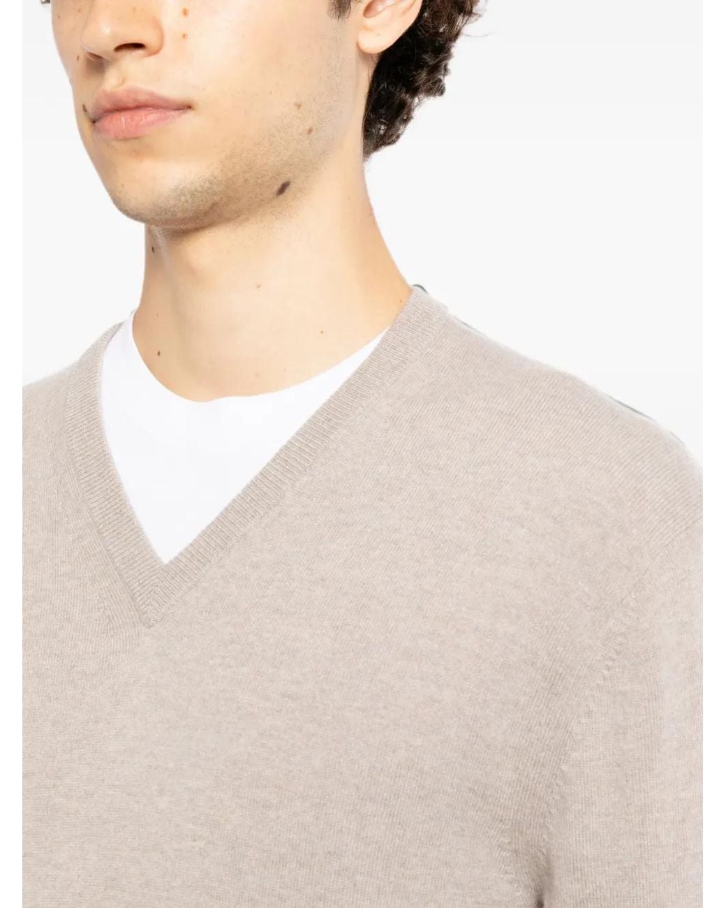 N.Peal Cashmere White Burlington Sweater for men