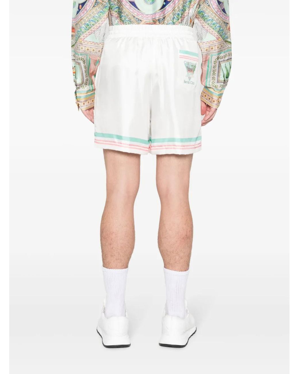 Casablanca White Tennis Club Icon Silk Sports Shorts for men