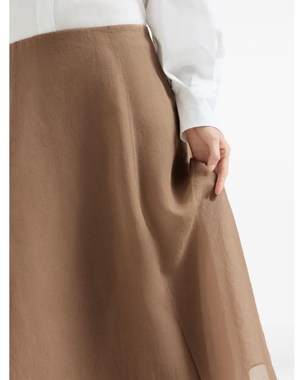 Brunello Cucinelli Brown Crispy Silk Circle Skirt