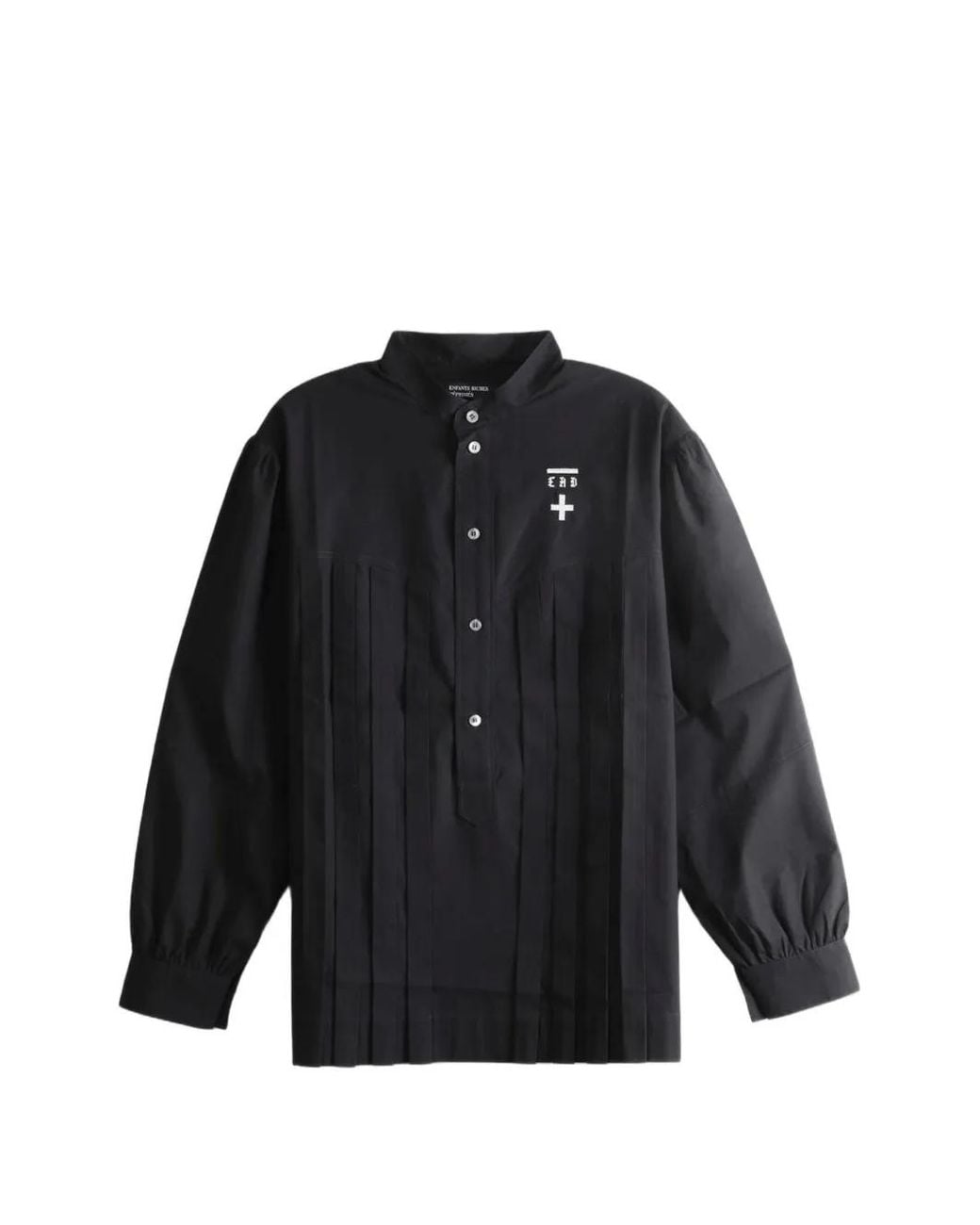 Enfants Riches Deprimes Black Pleated Logo-Print Shirt for men