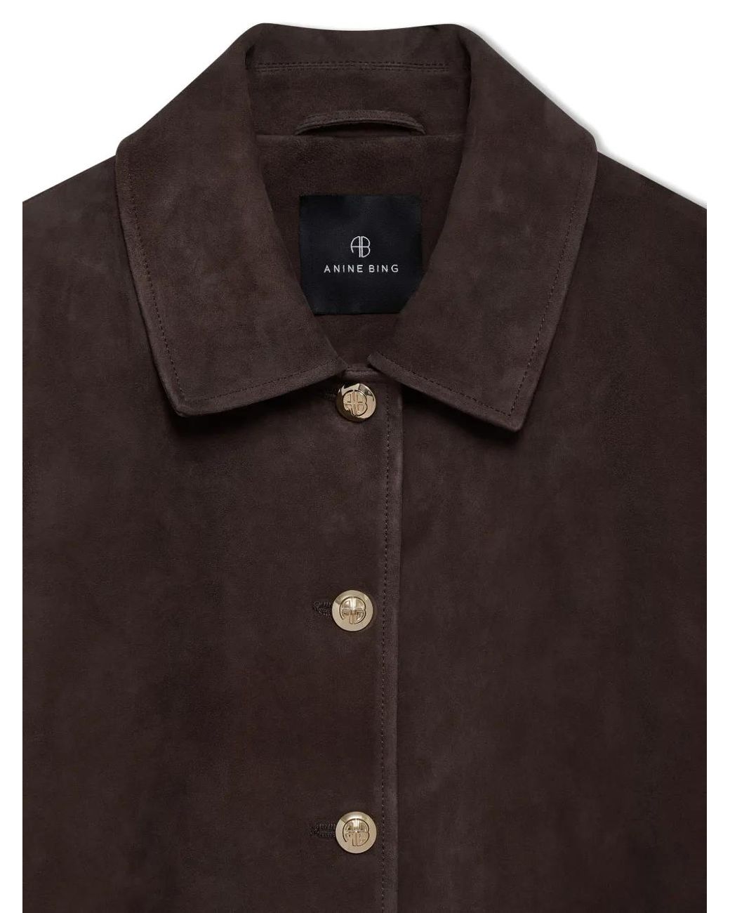 Anine Bing Brown Button Suede Jacket