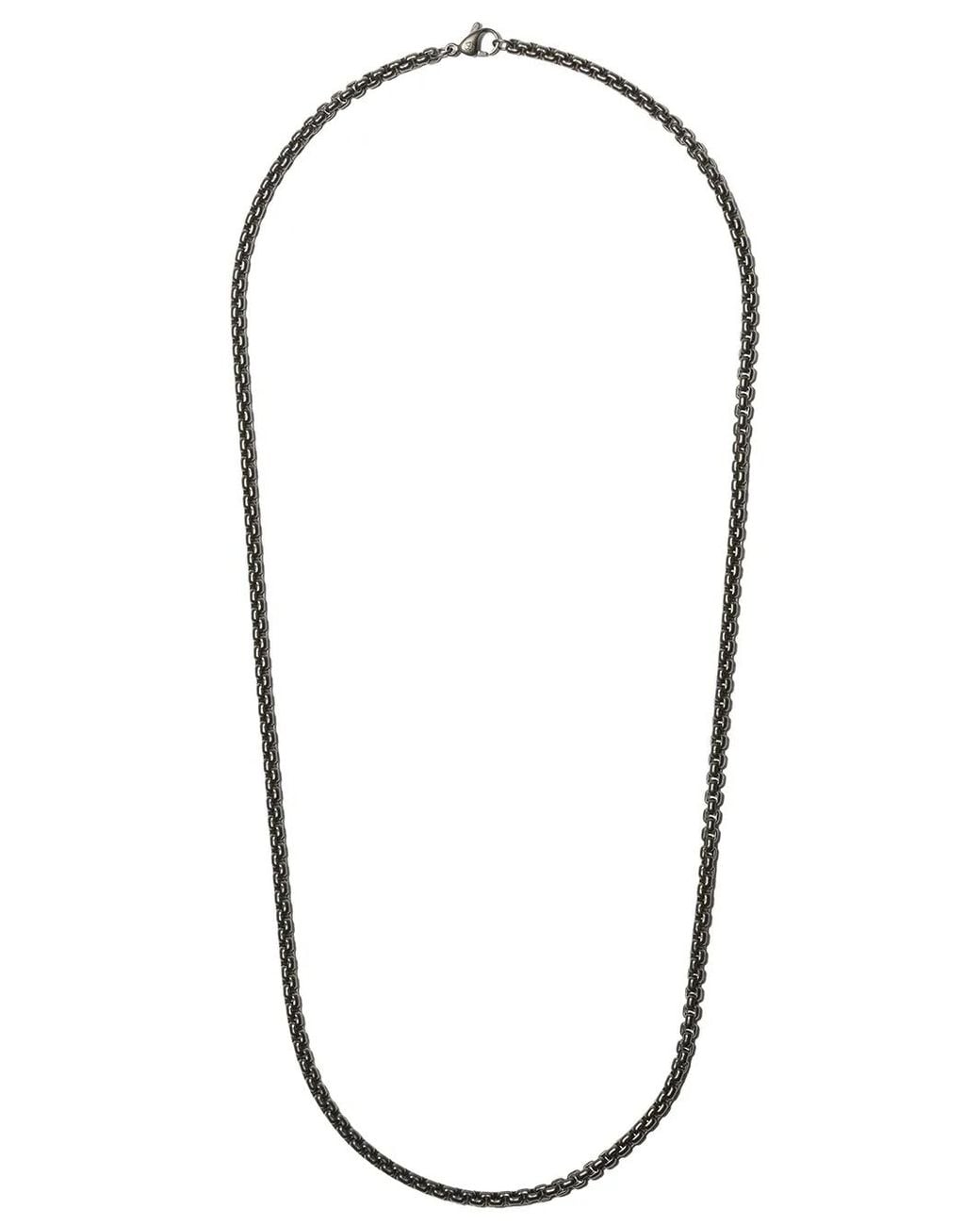 David Yurman Blue Stainless Steel Box Chain Necklace (4Mm) for men
