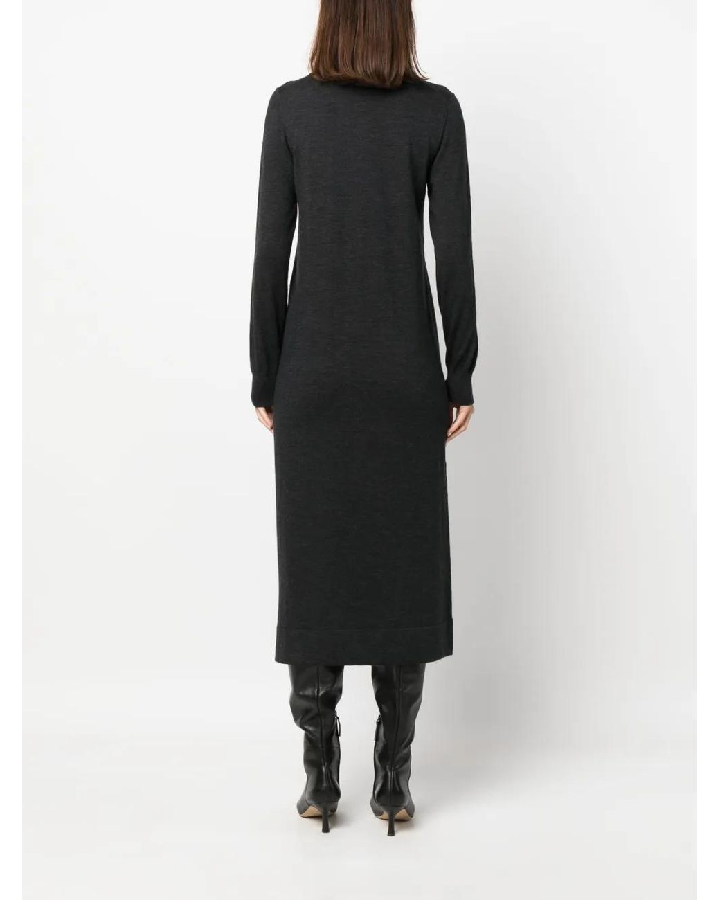 P.A.R.O.S.H. Black Midi Dress With High Neckline
